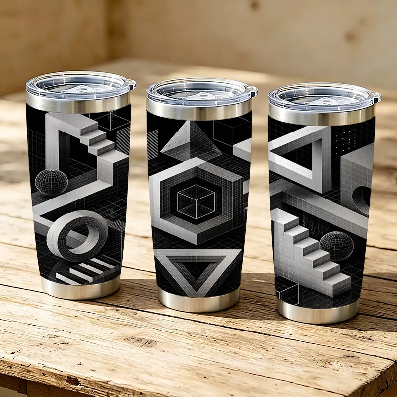 20oz Geometric Abstract Art Stainless Steel Tumbler， Tumbler with Lid Double Wall Vacuum Insulated Travel Mug， Coffee Cups With Lids， Perfect Gifts For Birthday Holidays.