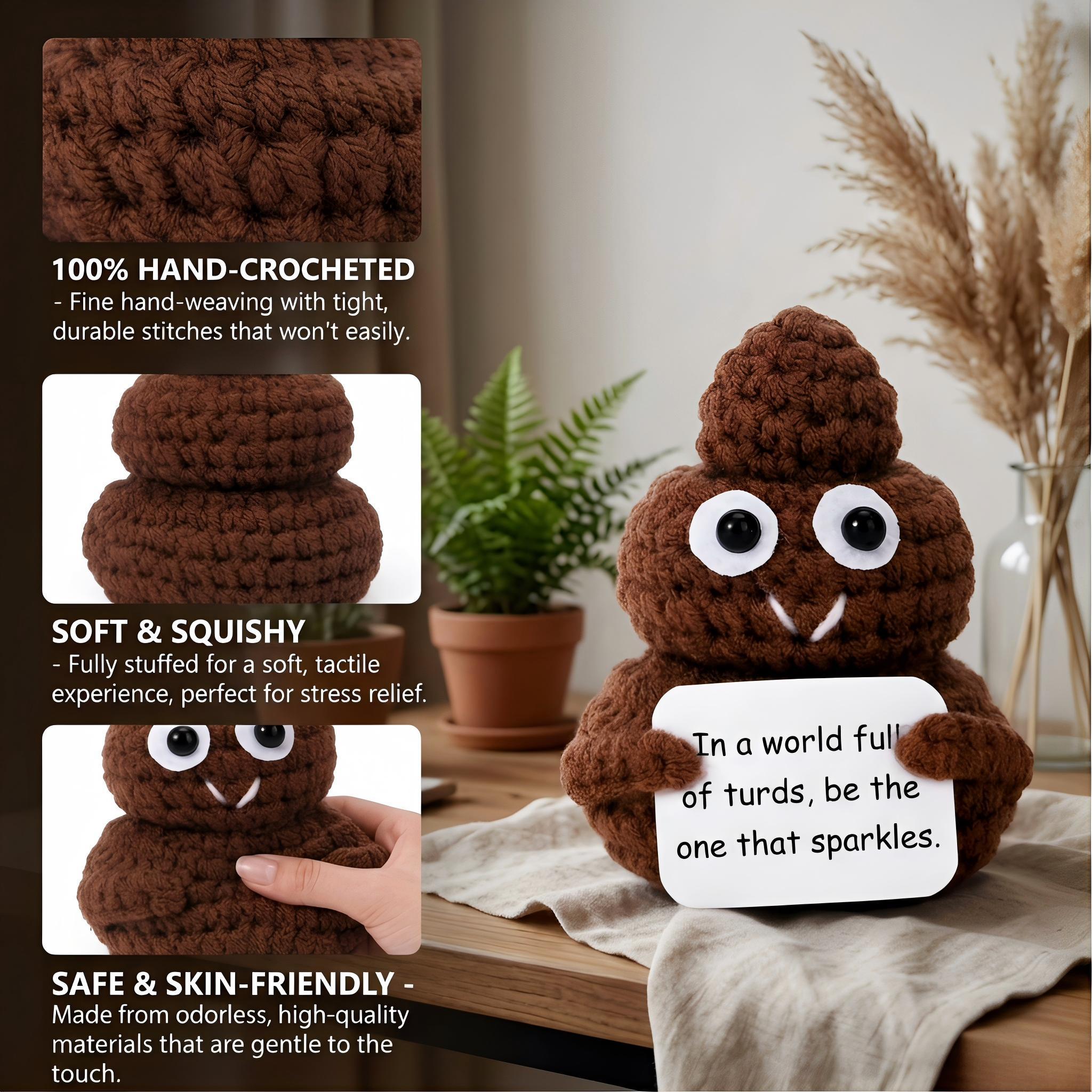dorable Handmade Knitted Poop Doll Emotional Support Plush Soft Squeezable Stress Relief Toy Ideal Christmas Presents Holiday Gifts Birthday Gifts For Women Men Him Teacher Appreciation Small Cute Gift Bag Pendant Desk Decor Travel Companion Party Favor