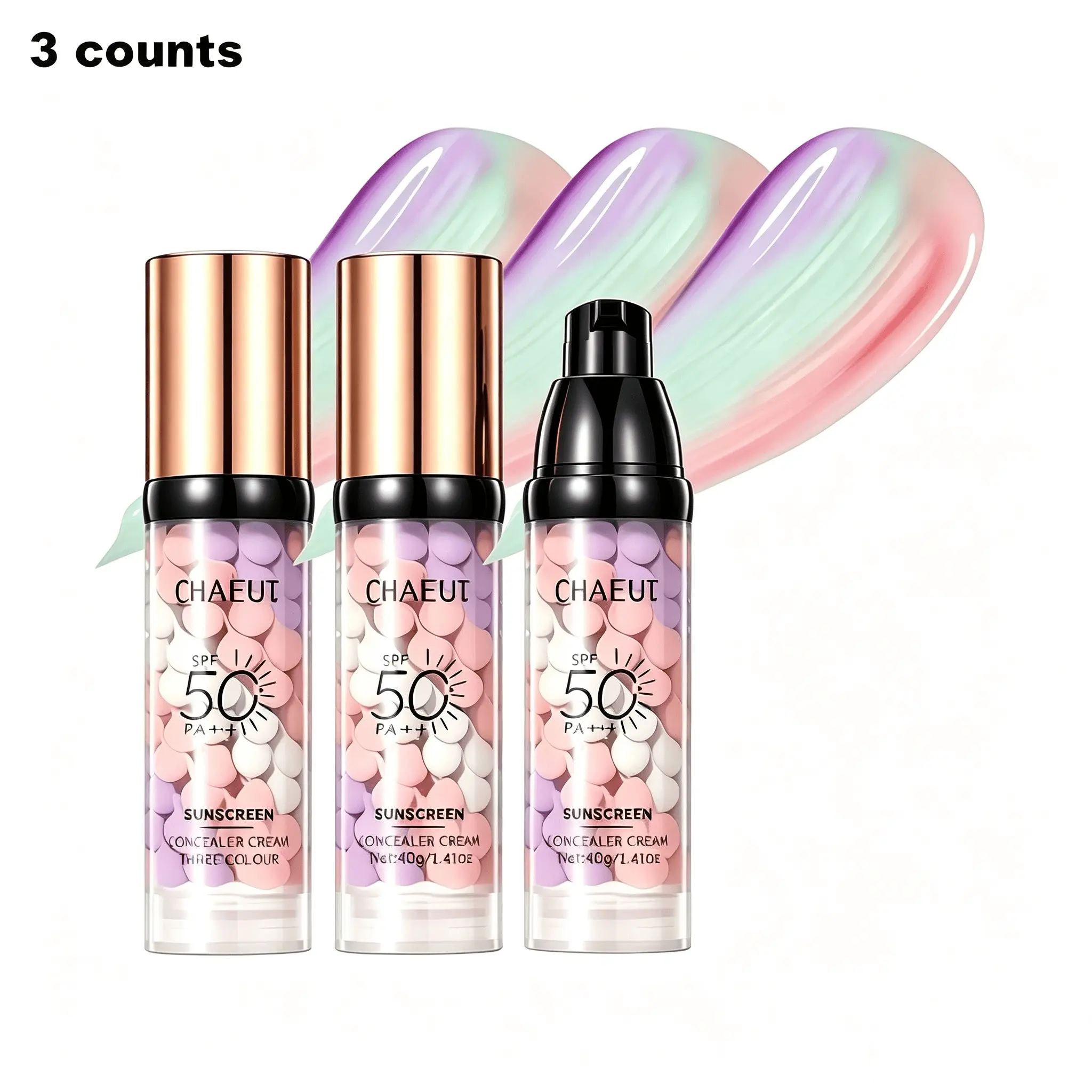 3-Piece Set Tricolor Protective Primer Cream, Even Skin Tone Makeup Base, Brightening Foundation Primer, Beauty Cream, Face Primer for Makeup