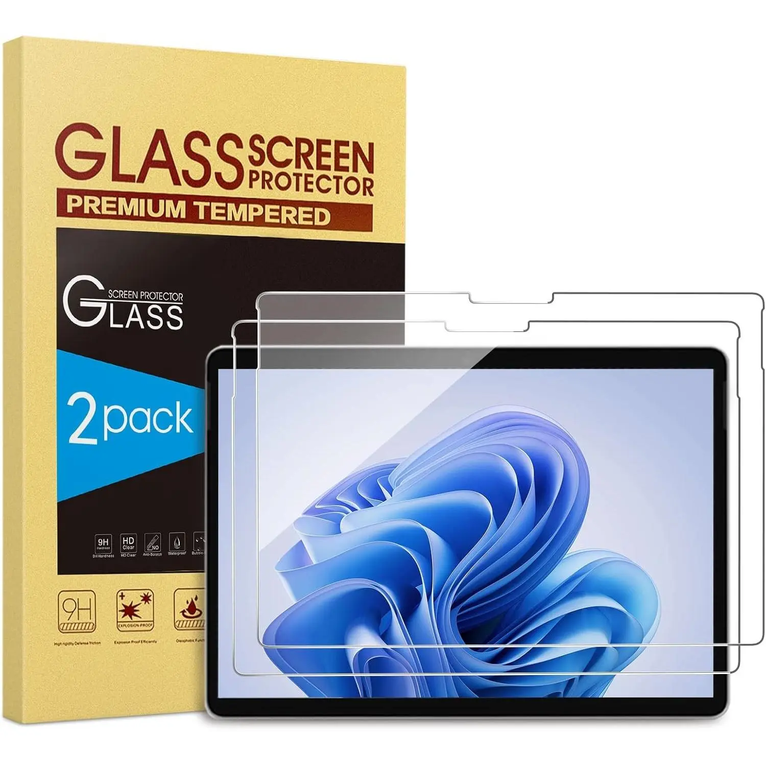 (13 Inch) Screen Protector for  Surface Pro 11/Surface Pro 9/Surface Pro 10/Surface Pro 8/Surface Pro X/Surface pro 12th Edition for Business 2026 [2 Pack], 9H Tempered Glass/Support Surface Pen