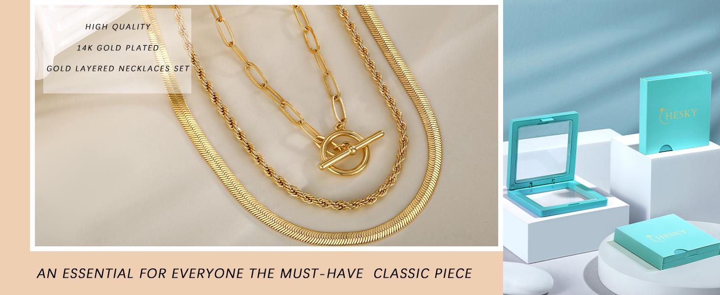 Layered Toggle Necklaces for Women: Dainty Link Chain Necklaces Paperclip Cuban Rope Adjustable Choker T-Bar Toggle Clasp Chunky Necklace For Valentine's Day gifts Trendy Jewelry