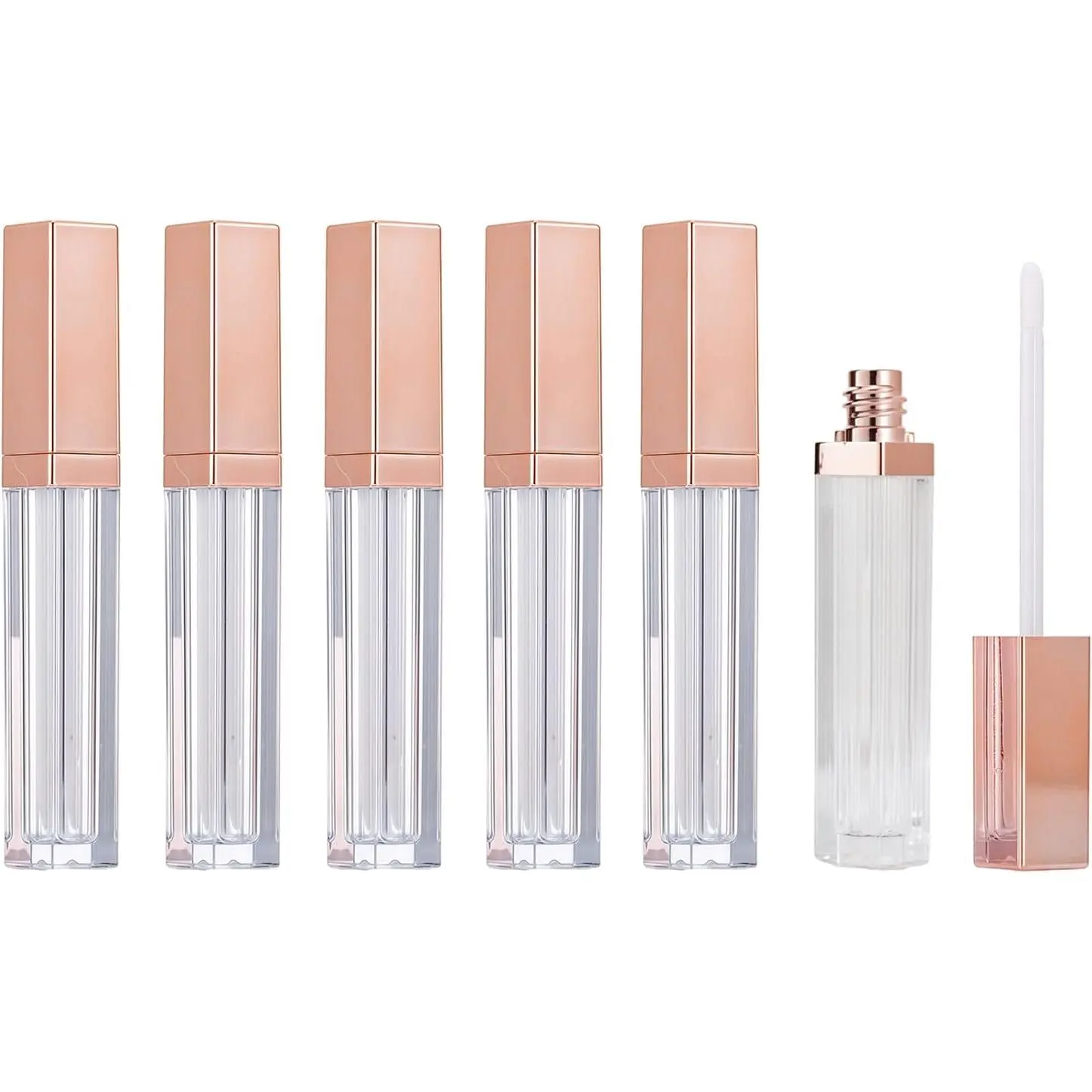 6 count 5ml/0.17oz Empty Lip Gloss Tubes Containers with Brush Applicator and Rose  Lid Lip Balm Bottle Pipe Containers for DIY Lipstick Samples Lip Oil