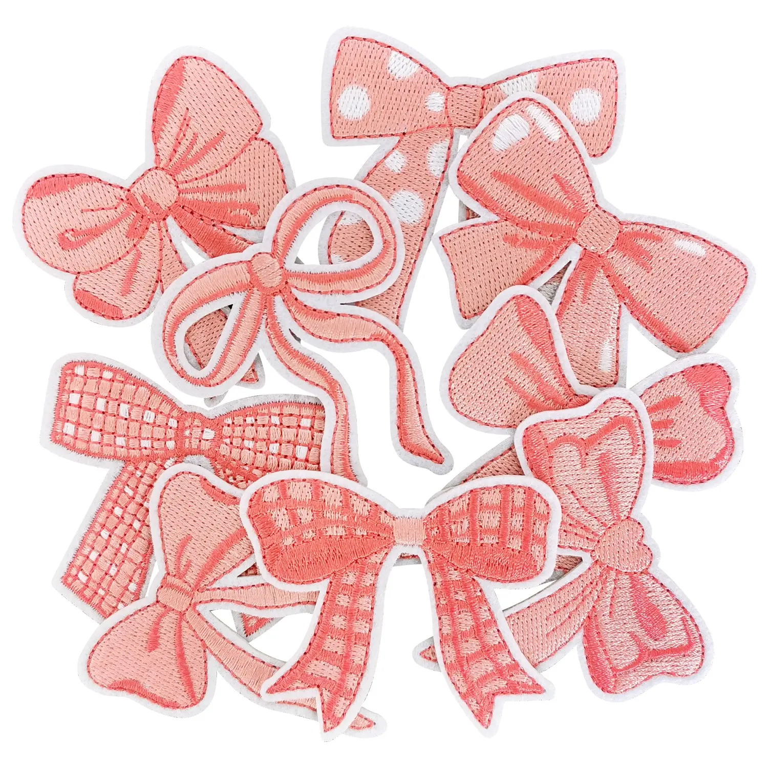 Pink Bow Iron on Patches, 9 Pcs/Set Cute Girly Embroidered Patches Set, Perfect for DIY Decorating on Denim Jackets, T-Shirts, Hats, and Backpacks