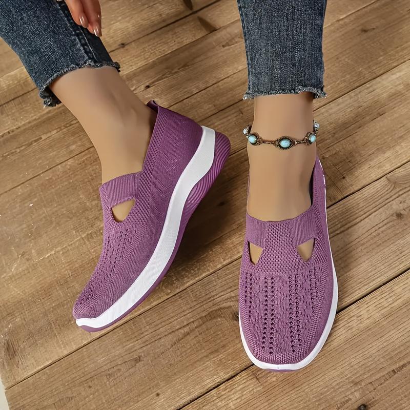 Rain Core |  Lightweight & Comfortable Women's Breathable Knit Slip-On Sneakers |   Beige Design, All-Season Low-Top Casual Footwear with Extended Size Options