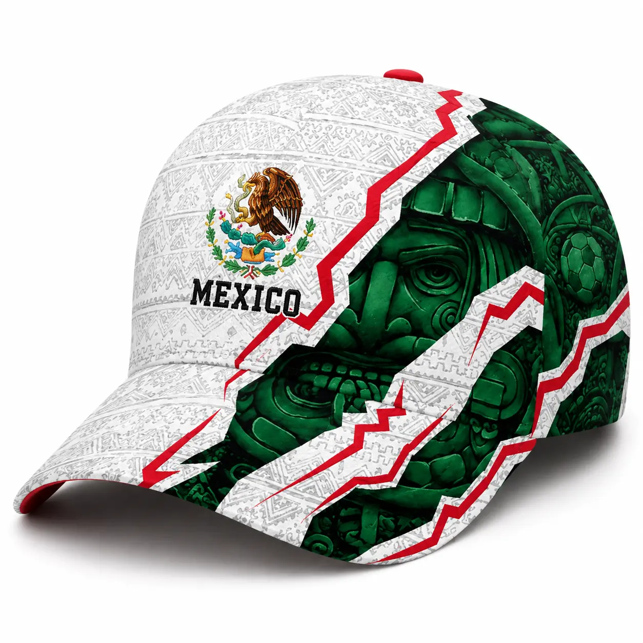 Mexico Aztec Graphic Baseball Cap Unisex Adjustable Curved Brim Hat, Mexican Style Printed Fan Hat for Men Women, Outdoor Travel Streetwear,sooners baseball，stylish golf，nets fan， football supporter ，raptor printed hat，official soccer，unisex summer