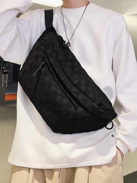 Women's Fashionable Plaid Pattern Zipper Belt Bag, Plain Large Capacity Casual Commuter Versatile Fanny Packs, Simple All-match Bum Bag, Casual Waist Bag