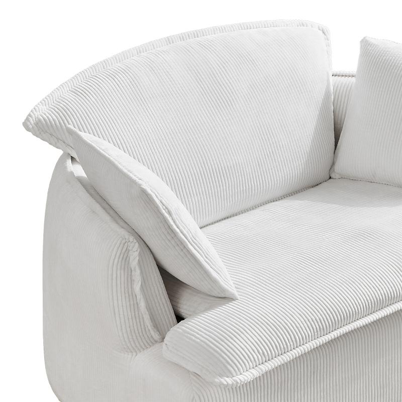 [SOIYELIFE] Convertib Compressed Sofa Chair with Ottoman, Modern Corduroy Fabric Armchair for Small Spaces, Living Room, Dorm, or Apartment