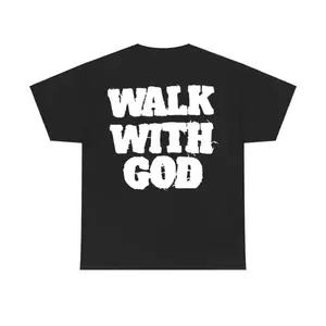 Men's Christian Walk With God Cotton T-Shirt, Casual Short-Sleeve Streetwear Top (Also Suitable for Women)