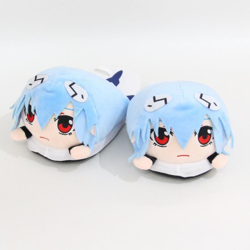 Neon Genesis Evangelion Home Slipper Cute Anime Ayanami Rei Plush Winter Warm Slippers Soft Cotton No-Slip Indoor Shoes Gift