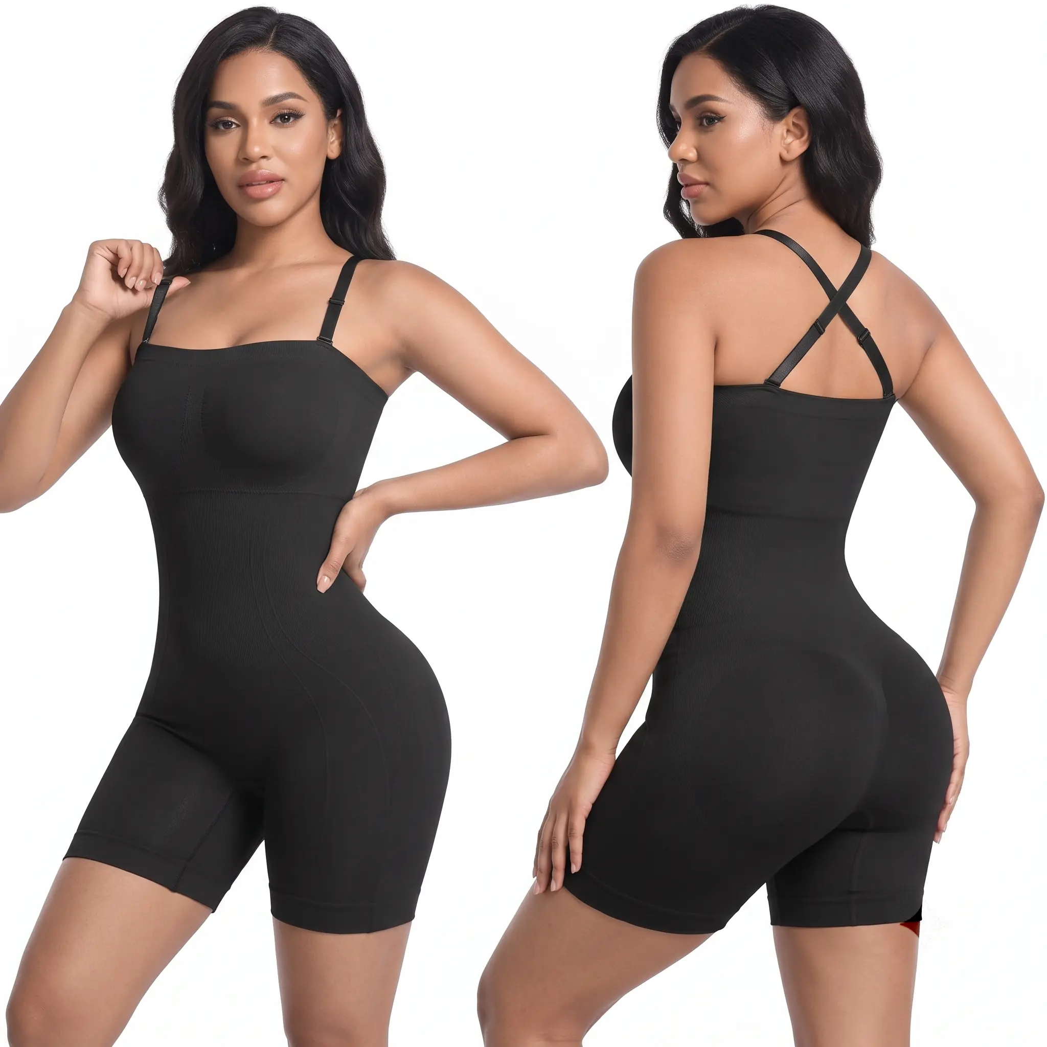 Women's Strapless Nylon Compression Bodysuit - Colombian Fajas Style, Seamless Tummy Control Full-Body Shaper, Everyday Garment, Basic, Comfortable, Fit