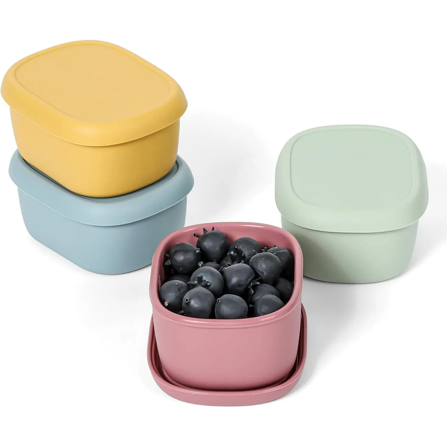 4 count 7 oz  Snack Containers for  Small  Containers with , Fruit Container for Lunch, Stackable Lunch Container for , , School and Travel