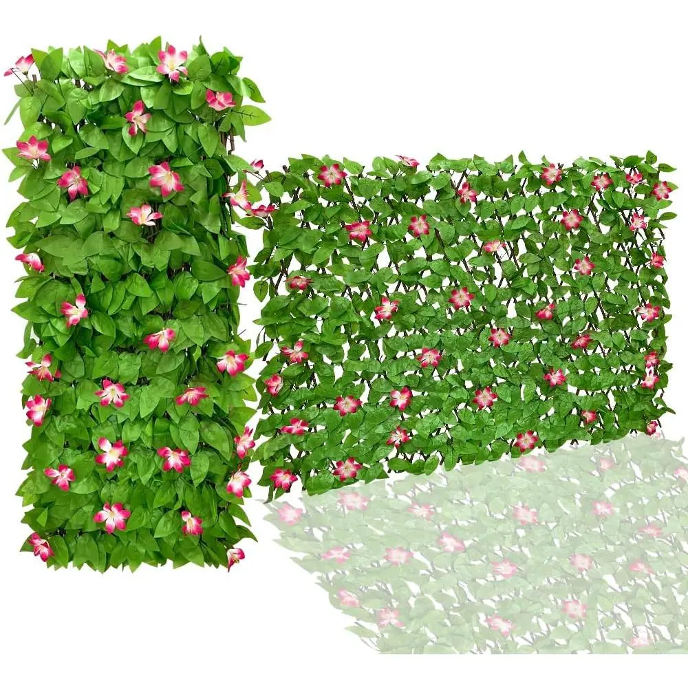 Expandable Fence  Screen for Balcony Patio Outdoor,Decorative Faux Ivy Fencing Panel,Artificial Hedges (Single Sided Leaves)
