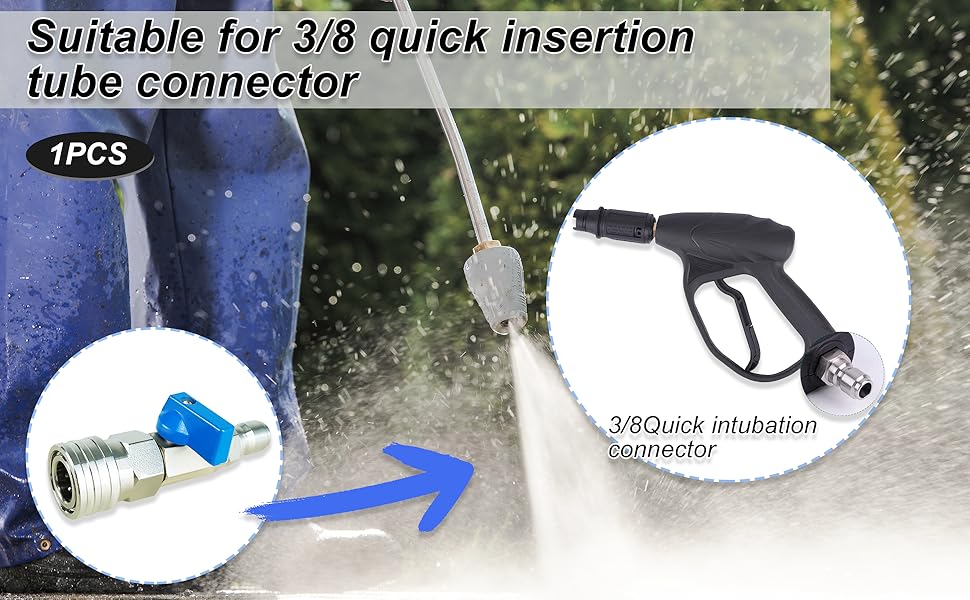 High Pressure Washer Ball Valve Kit 3/8 NPT Quick Connector 4500 PSI for Washer Hose