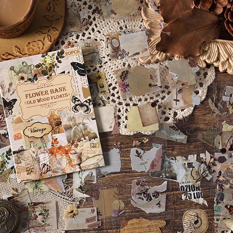 Vintage Scrapbooking Sticker Book, 20 Sheets/book Vintage Scrapbooking Sticker, Decorative Sticker for Scrapbooking, Journaling, Gift Wrapping, Crafts, Scrapbook Materials, Sticker Packs, Stickers Kit