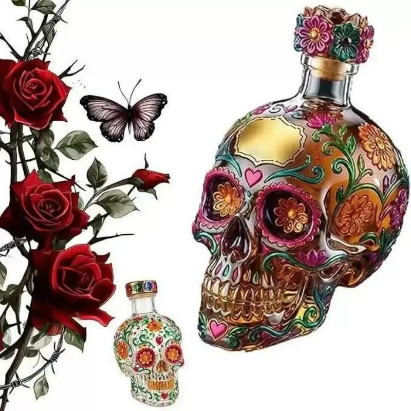 New Skull Whiskey Bottle, 350ML Skull Decanter, Creative Decorative Piece, Unique Whiskey Glassware, Perfect Gift Idea, Halloween