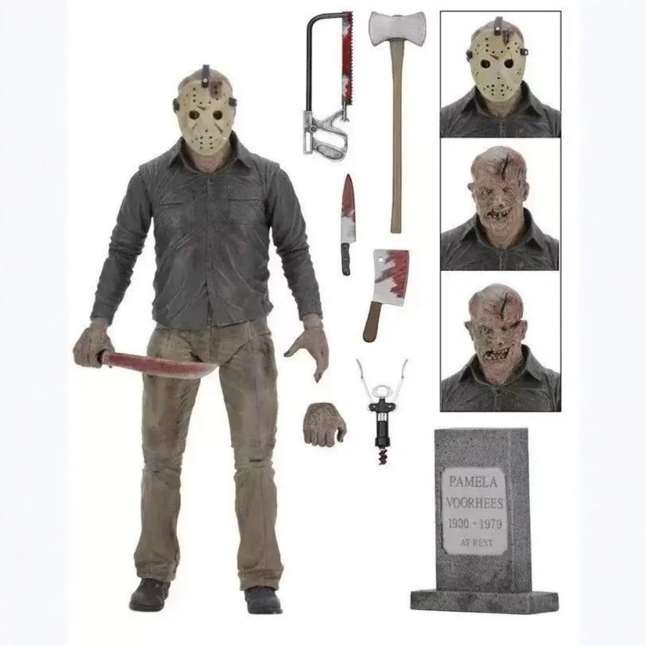 Neca 7 Inch Friday the 13th Jason Mask Action Figure, Jointed Collectible Model, Perfect for Halloween Gifts, Party Presents, Holiday Decor