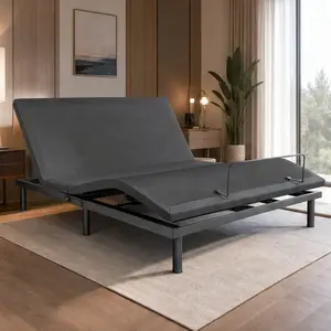 ARCH Queen Size Adjustable Bed Frame with Massage Head and Foot Incline Wireless Remote USB Type-A and Type-C Ports LED Night Light 4 Height Adjustable Legs Easy Assembly Steel Frame Grey for Bedroom, Queen Size Options, Grey Color Options