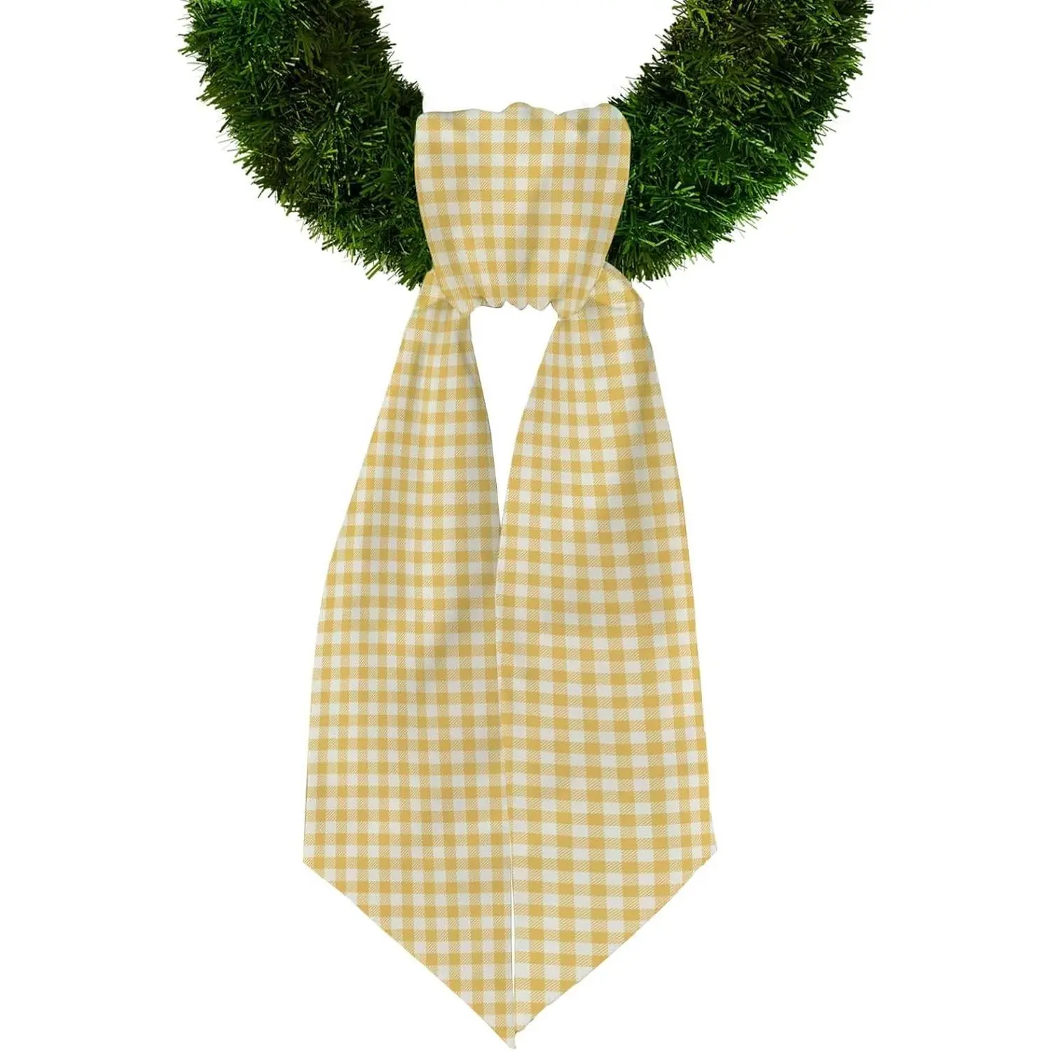 Fall Thanksgiving Wreath Sash for Front Door Yellow Buffalo Plaid Burlap Accessory for Wreath Wedding Birthday Christmas Decorations