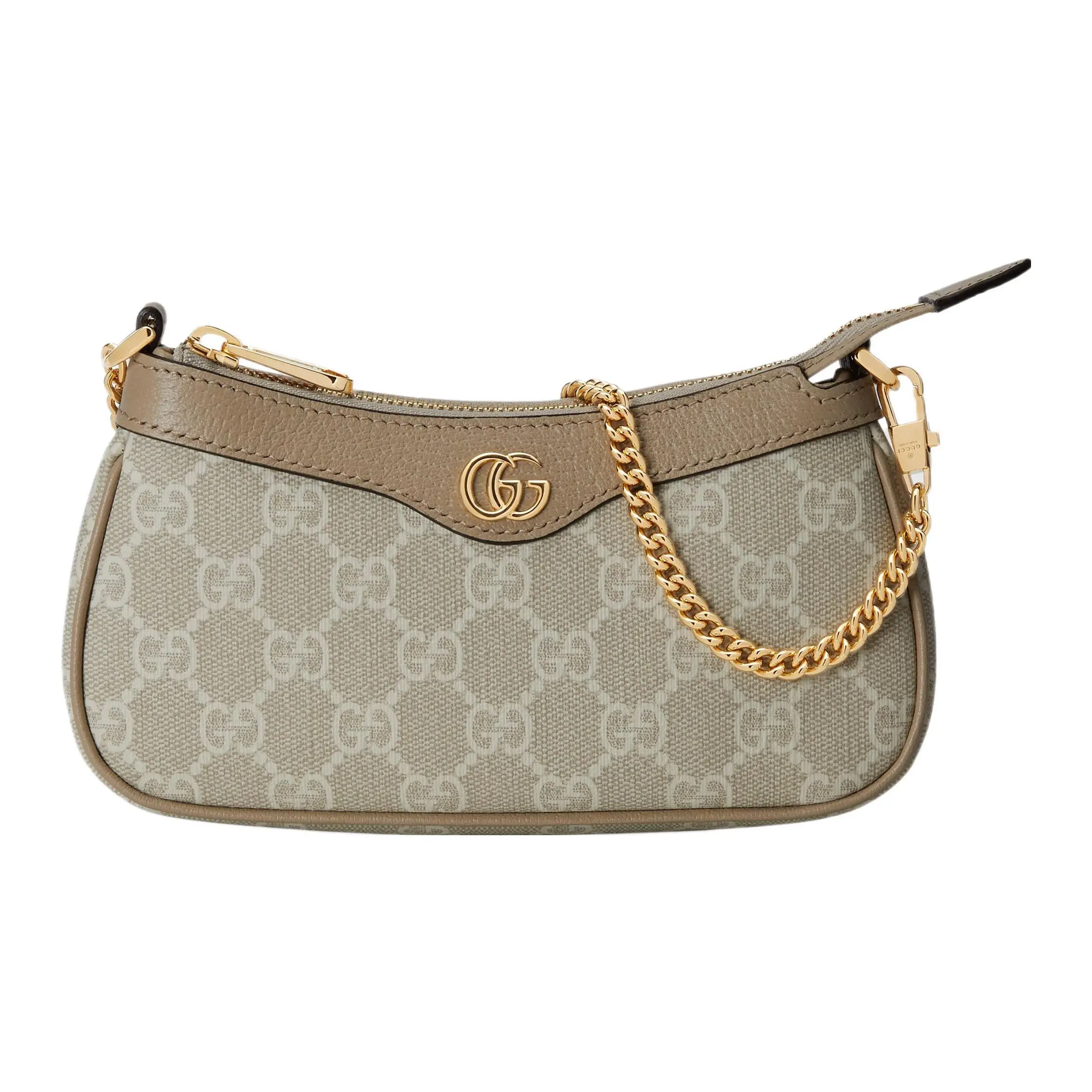 Gucci Ophidia Mini Handbag with Double G Logo Zip Closure – Canvas and Leather-Trimmed, Women’s Beige