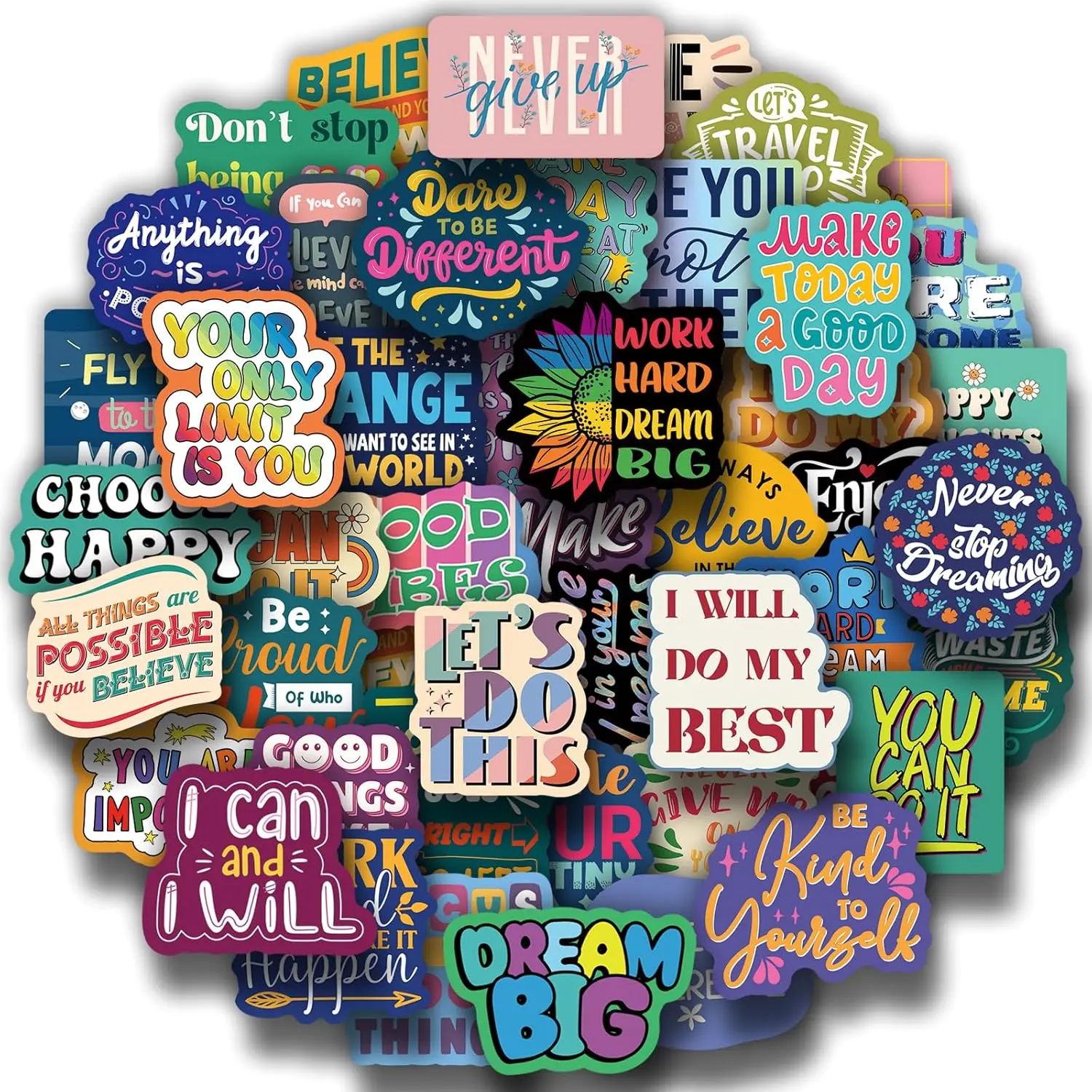 200PCS Motivational Stickers Inspirational Positive Affirmation Stickers for Teens Adults Students Vinyl Decals for Water Bottles Laptop Vision Board Supplies