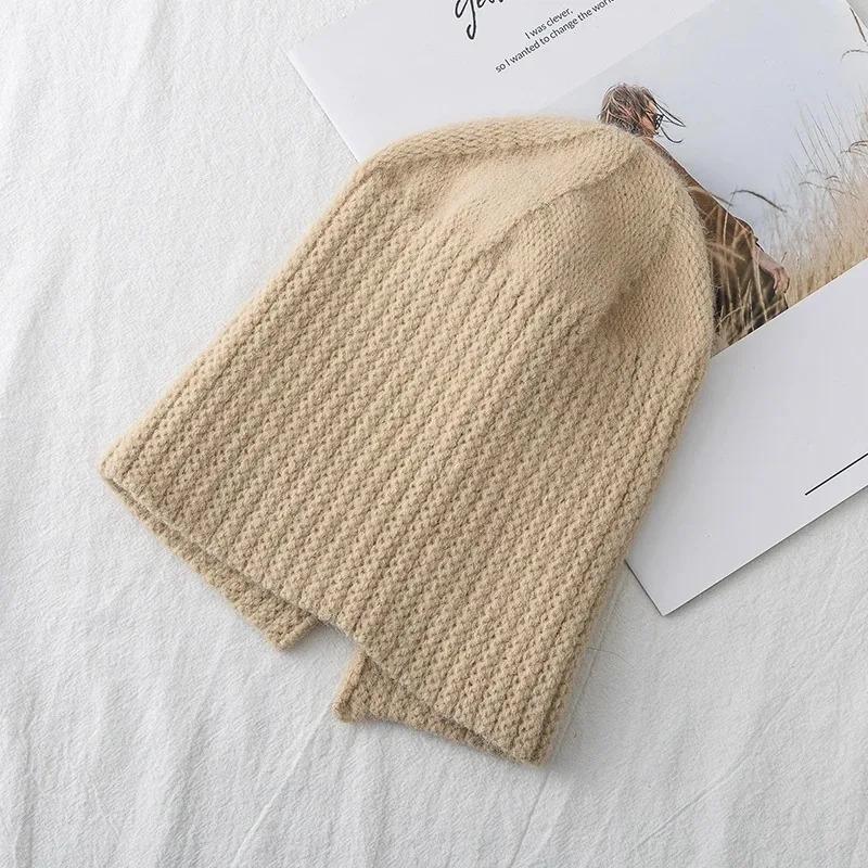 Hot Sale Women Hat Kpop Style Autumn /Winter Hat Soft Beanie Hats For Women Leisure Back Split Teens Ponytail Knitted Cap