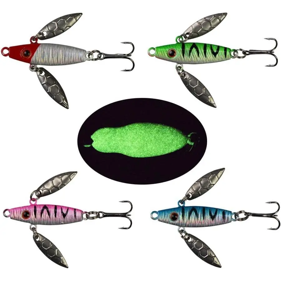 Ice Fishing Jigs with Treble Hooks Lead Jig Hooks Winter Metal Lures