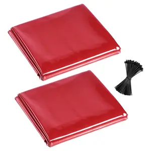 VEVOR 2PCS Welding Curtains, 6x 8FT Welding Screen Curtain, Flame-Resistant Vinyl Safety Protective Screen with 6-Level UV Protection Hanging Holes, Portable for Workshop/Industrial Use, Red
