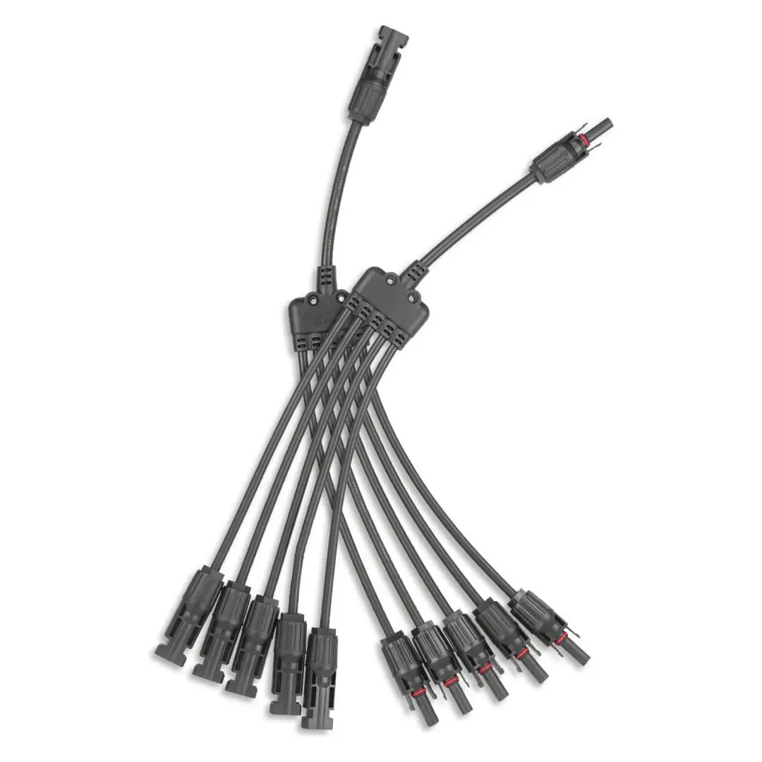 Solar Panel Connector 5 to 1 Y Branch Splitter Parallel Connectors for Solar System Panels Waterproof PC PPO Material 1 Pair 5 Way Adapter Cable Plug