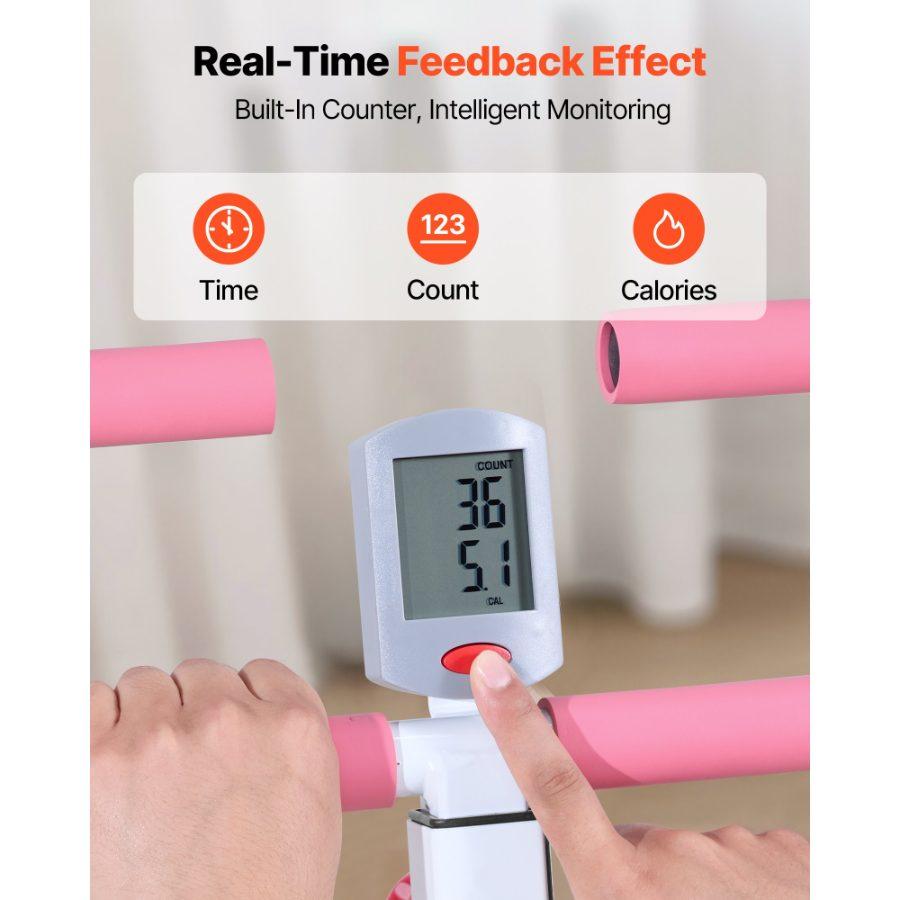 VEVOR Squat Machine, Deep Squat Rowing Machine for Home, Easy Setup Foldable Exercise Equipment, Glute Trainer Machine with 3 High-Strength Resistance Bands, Glutes Leg Home Workout Machine, White