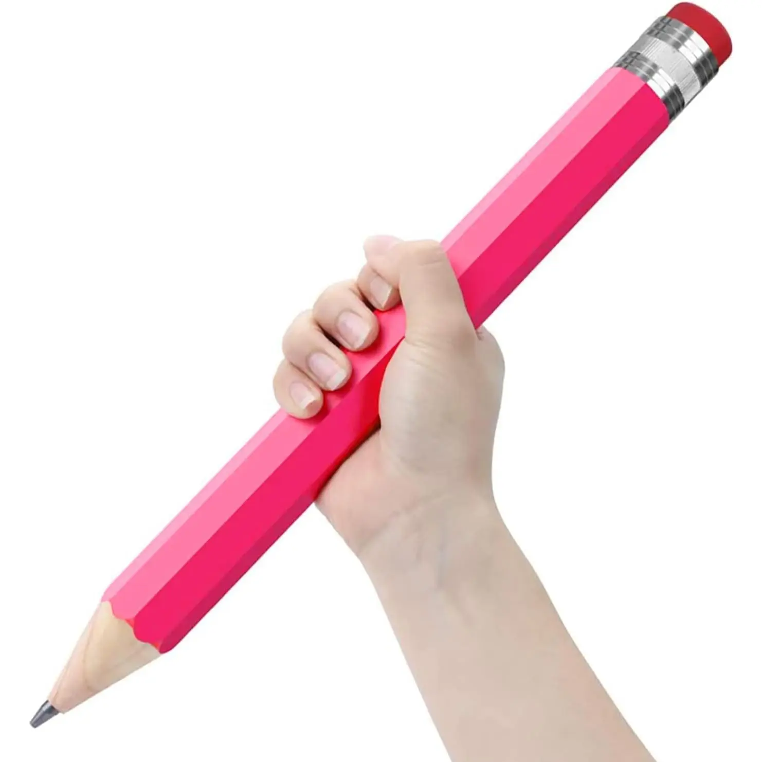 Pencils for Prop/Gifts/Decor - 14 Inch Jumbo Wooden Big Novelty Pencil with Cap for Schools and Homes (Pink)
