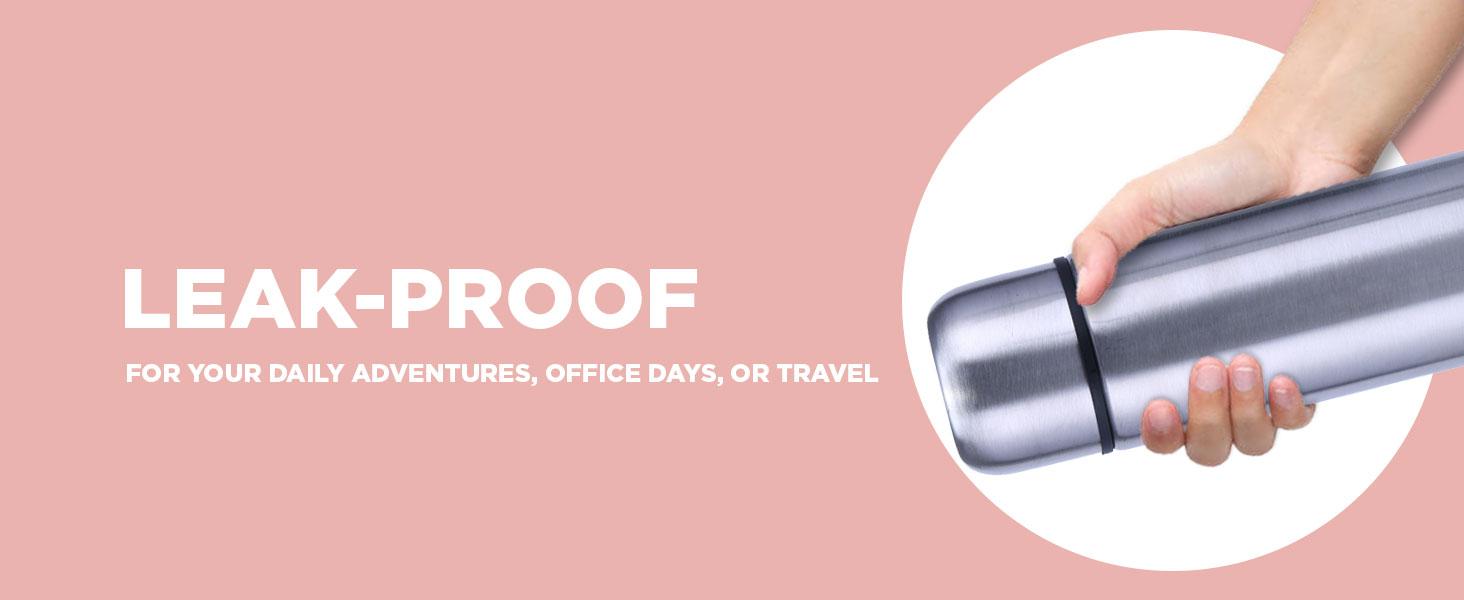 Milton Thermosteel Flip Lid 1000, Double Walled Vacuum Insulated Thermos 1000 ml |   34 ounces |   1 Ltr |   24 Hours Hot and Cold Water Bottle with Cover, Stainless Steel, BPA Free,Leak Proof |   Silver