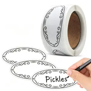 Elliptical Writeable Label Stickers, Food Classification Markers, Jar Labels, Date Directory Storage Stickers, 1*2.25in