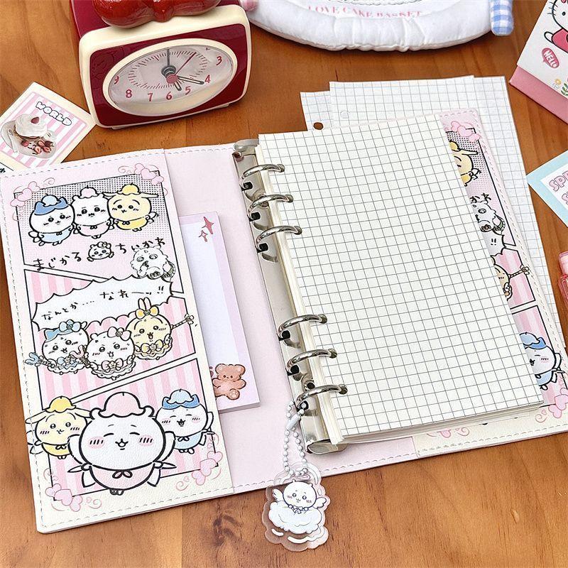 Chiikawa A6 Loose-leaf Notebook Cute Kawaii Portable Journal Book Students Detachable Pages Diary Planner Stationery Girl Gift