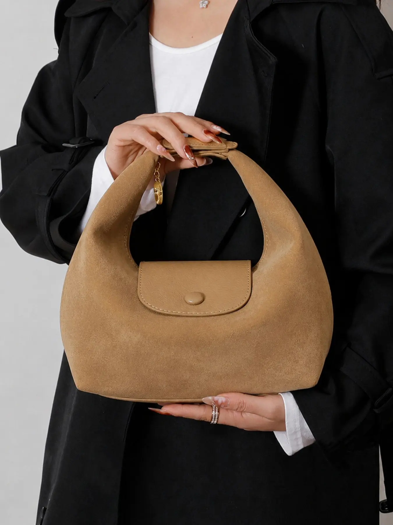 New Arrival Matte Nylon Lunch Box Bag, Commuter Handheld Bento Bag, Single Shoulder Crossbody Jiaozi Bag, Underarm Carry Bag
