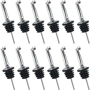 12PCS Stainless Steel Bottle Pourers, Liquor Pour Spouts Set with Flip Top for About 3/4" Bottle Mouth