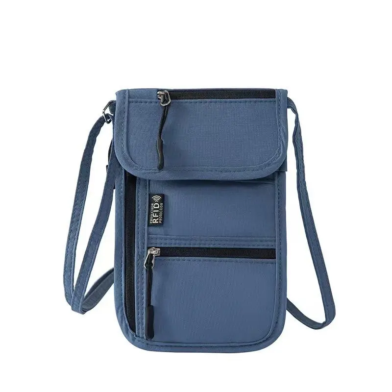 Blue Rfid Passport Holder, Portable Multi-Function ID Card Wallet, Unisex Travel Document Organizer, Ideal for International Trips