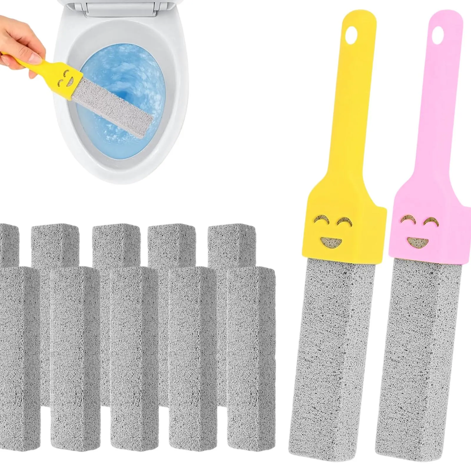 12-Pack Extra Long Handle Pumice Stone, Home Use Limescale & Bowl Ring Stain Remover for Toilet, Bathtub, Tile Surfaces