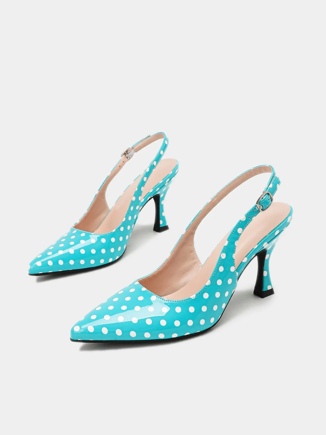 Women’s Patent-Look Pointed Toe Slingback Pumps, Stiletto Heel Dress Shoes with Bow Detail for Wedding Guest, Party and Evening