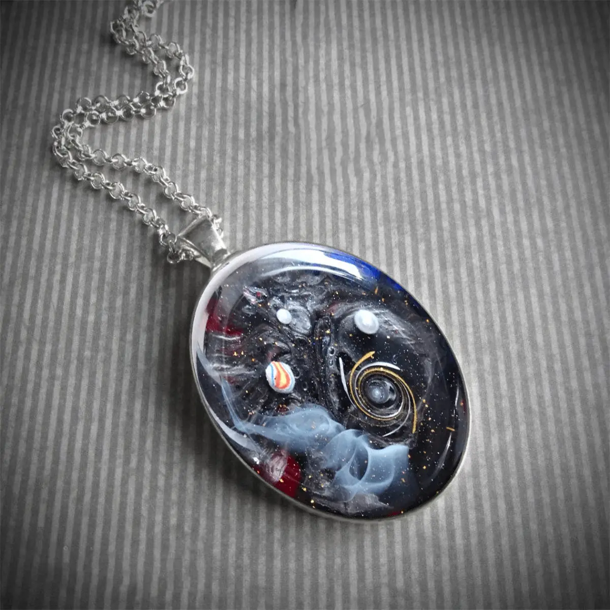 Dreamy Handmade Galaxy Resin Necklace Swirl Nebula Space Planet Pendant