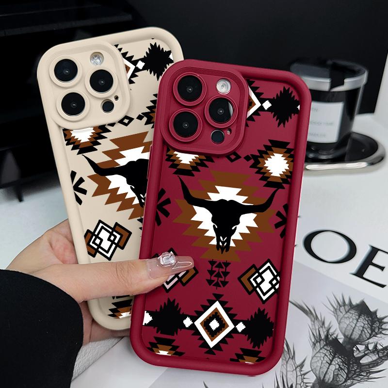 Retro Western Cowboy Pattern TPU Phone Case for iPhone 15 16 14 Pro Max 13 12 11 XR XS Plus E Shockproof Full Camera Protection Durable Slim Silicone Cover Smartphone Casing