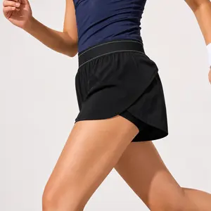 Lightweight Breathable Two Layer Athletic Sport Shorts, Anti-Rub Inner Compression Liner Loose Outer Layer Jogging Cycling Fitness Short Pants