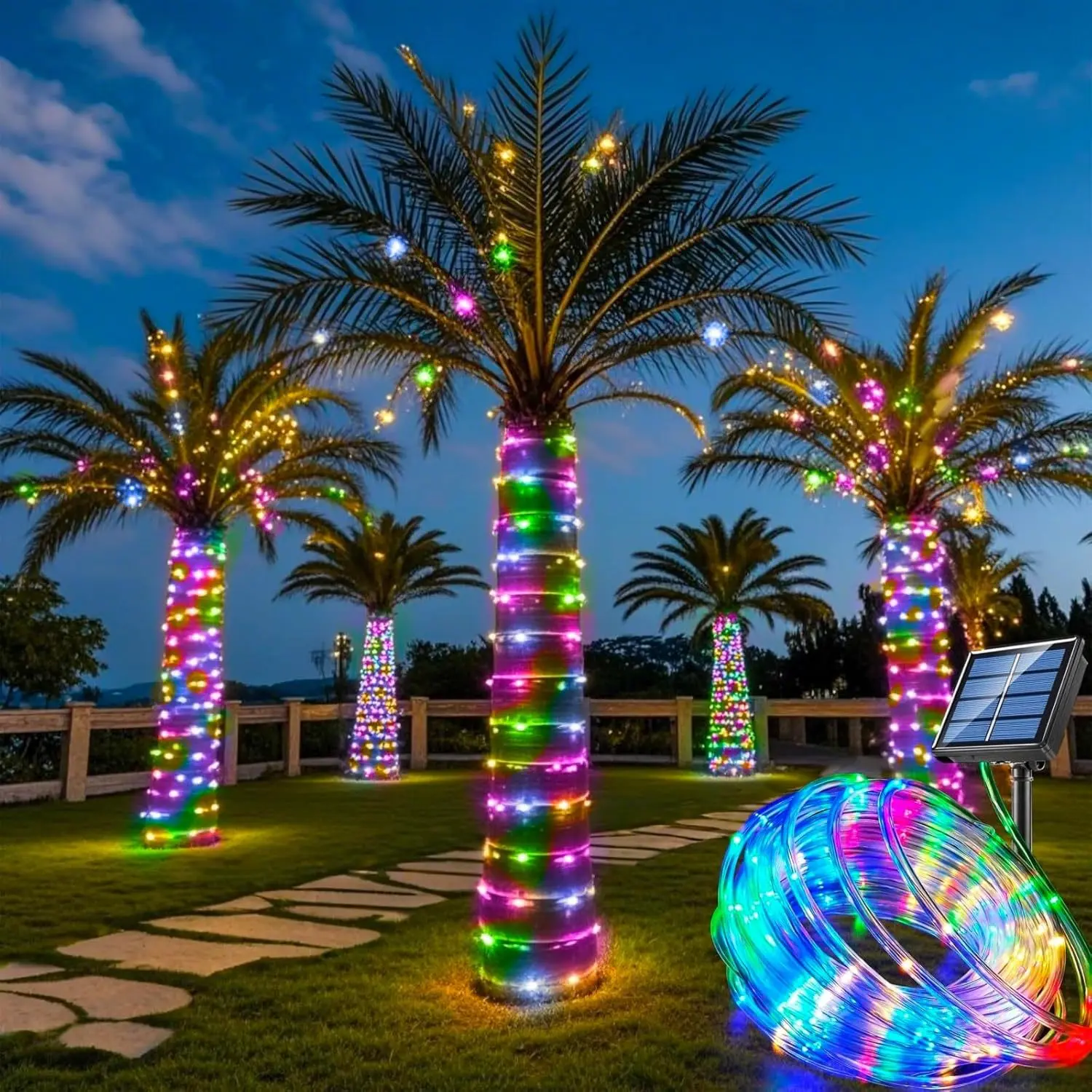 Solar Powered PVC Copper Wire Tube LED String Lights, IP Waterproof Flexible Rubber Pipe Fairy Garland Lights, Auto On/Off Solar Weatherproof Tube Lamp for Garden Tree, Patio, Backyard Fence, Christmas Holiday & Outdoor Wedding Decor Lighting