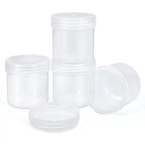 TSA Approved Wide Mouth Travel Size Containers, PP Clear Leak Proof Travel Plastic Jars with Lids for Creams Lotion Cosmetic, Jewelry Beads, Sample, Small Items Storage (3.4 oz, 4 Pcs)