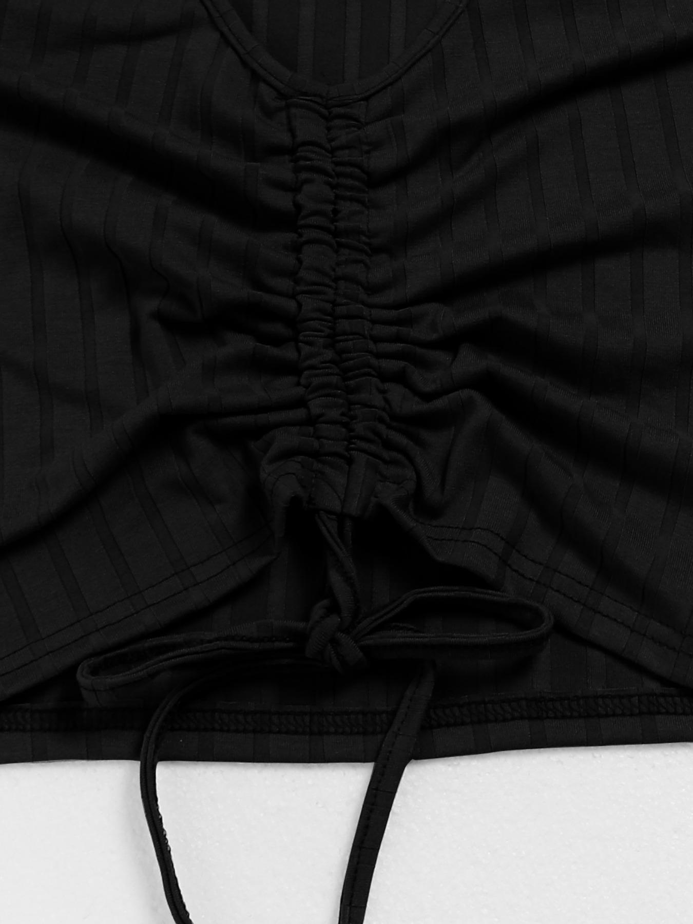 Women's Solid Ribbed Crop Tank Top & Pants Two-piece Set, Casual Fashion Cozy Two Piece Outfits for Daily Outdoor Wear, Ladies Clothes for Summer