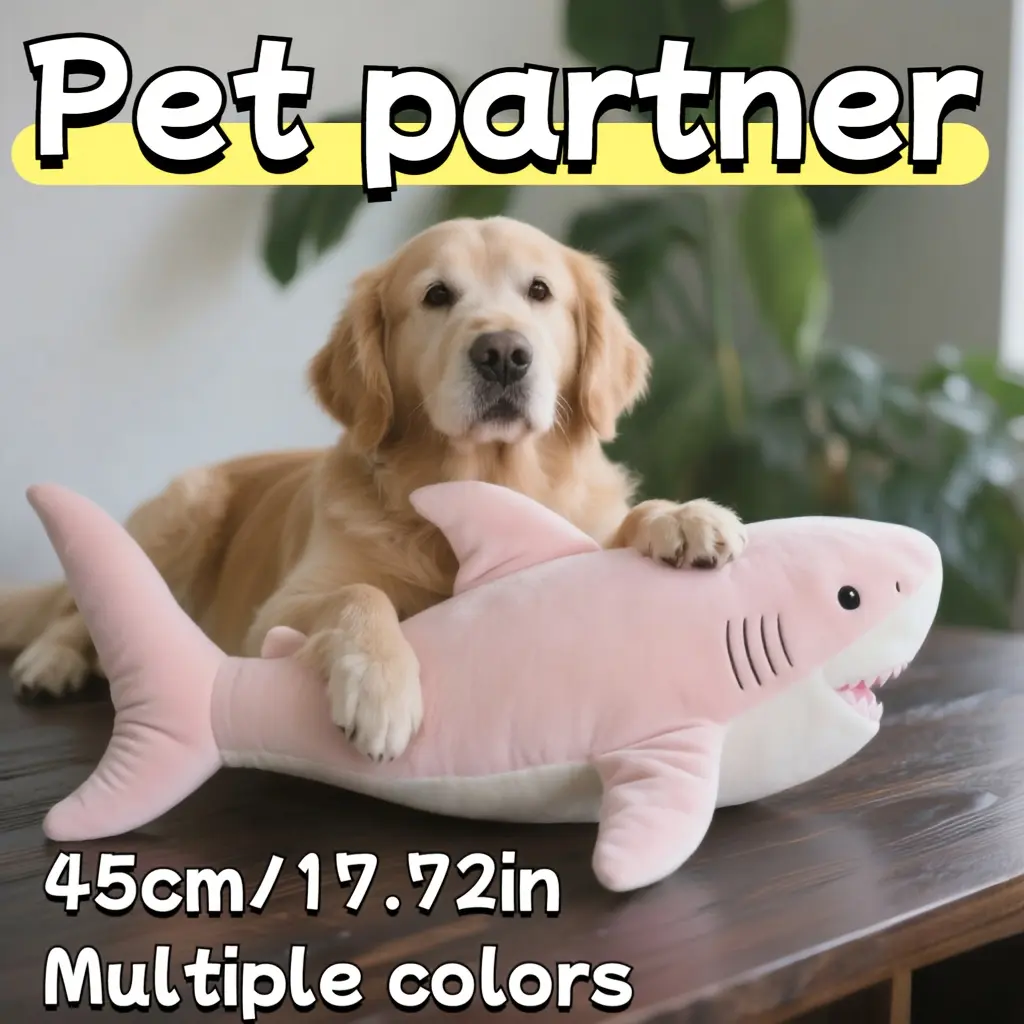 1 45cm cute shark plush toy, pet doll, plush pillow doll, soft polyester, washable, a variety of colors to choose from, suitable for all dog breeds, is the perfect significant other or Easter, holiday gift,