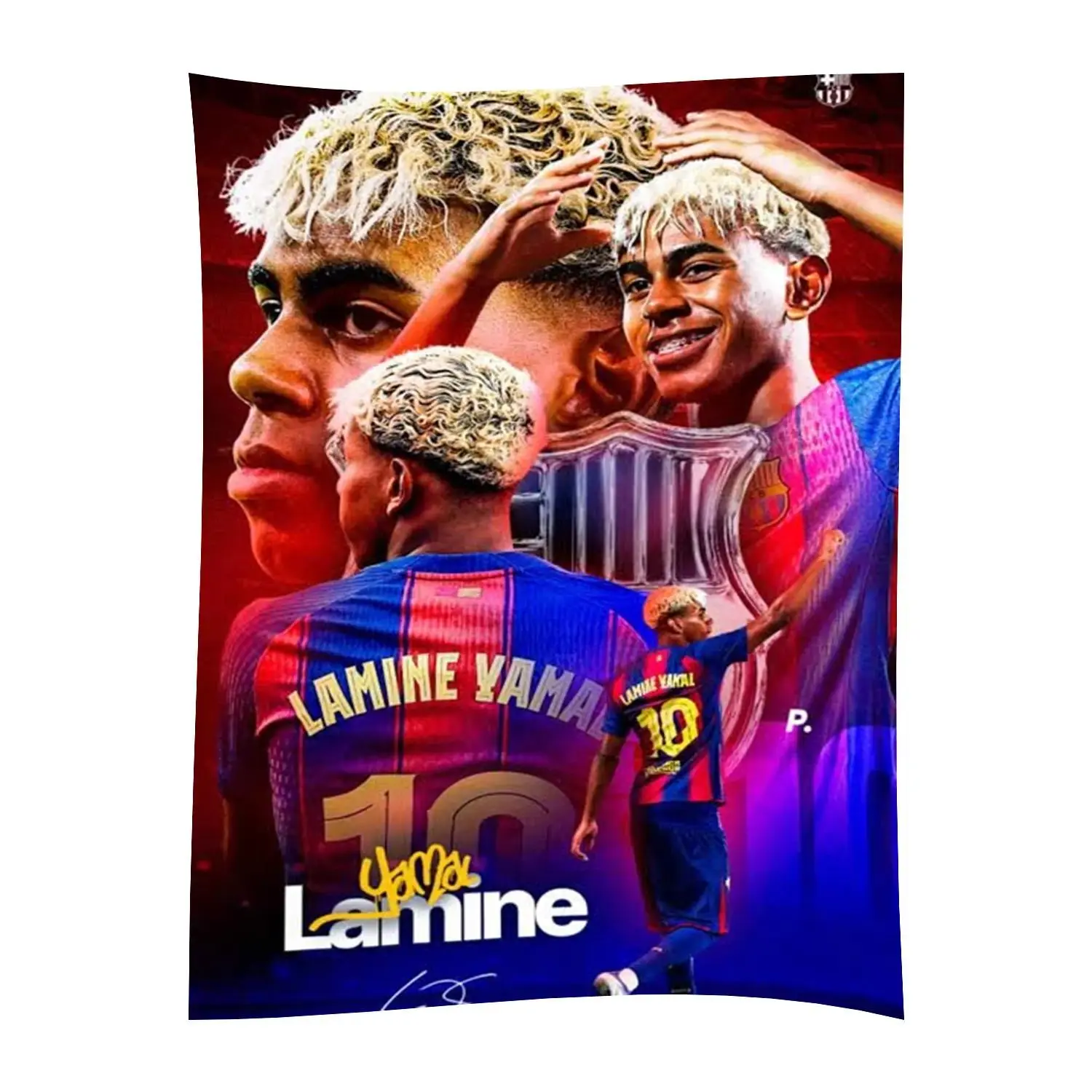 Lamine Yamal Warm Fleece Blanket, La Liga Football Player Print Throw Blanket, Great Birthday Gift for Young Barca Supporters,flannel