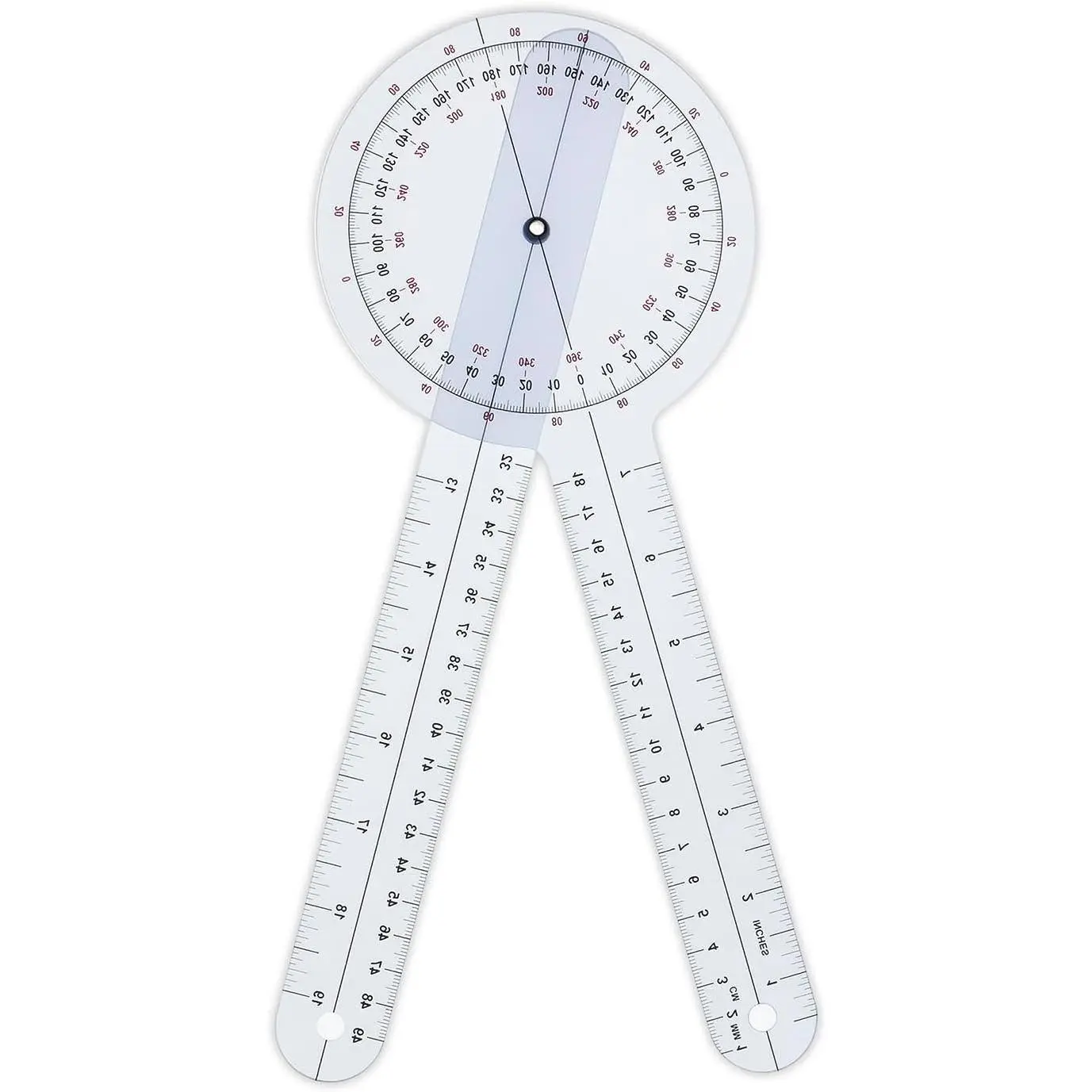 Goniometer 12 inch 360° Clear Protractor Physical , for  Range of Motion Measurement Angle Ruler and Protractors Bulk for Classroom