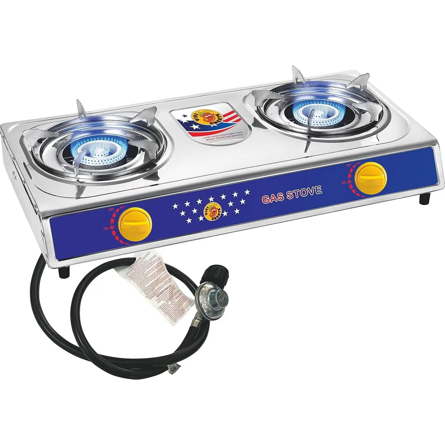 2 Burner Propane Stove, [20000 BTU] Portable Camping Gas Cooktop with Auto Ignition, Stainless Steel Outdoor Cooker with Regulator & Hose for RV, Backyard, Camping and Emergency UseGift