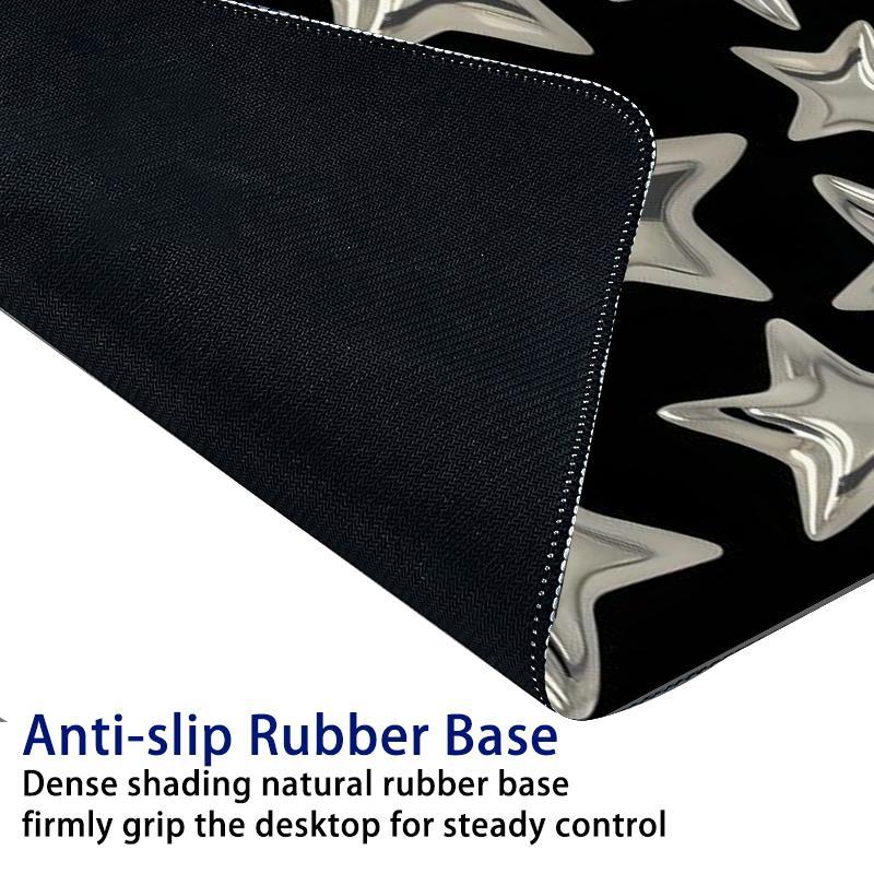 Star Pattern Mouse Pad, Rectangle Gaming Mouse Pad, Non-Slip Rubber Base Stitched Edge Desk Pad for Home Office Game Room, Gaming Desk Accessory