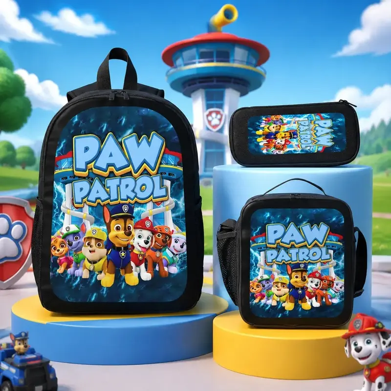 Paw Patrol Backpacks for Girls Boys Cute School Backpack Aesthetic Bookbag for Teens Lightweight Classic Backpack for Travel Work 3pcs lunch bag pencilcase